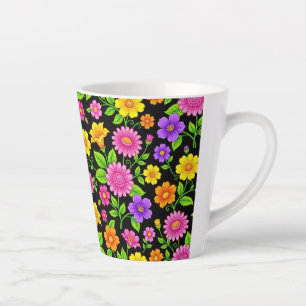 Kleurrijk Exotisch Bloempatroon-35681 Latte Mok