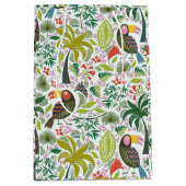 Kleurrijk exotische vogelpatroon en bloemen medium cadeauzakje (Voorkant)