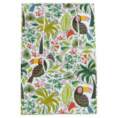 Kleurrijk exotische vogelpatroon en bloemen medium cadeauzakje (Achterkant)