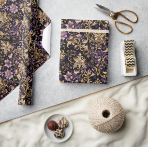 Kleurrijk, extravagant, Paars en goud Cadeaupapier