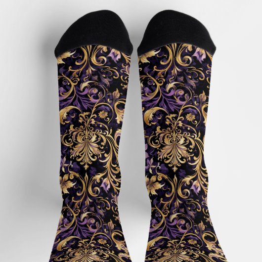 Kleurrijk, extravagant, Paars en goud Sokken (Top)