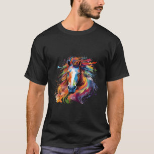 Kleurrijk Faeröers Pony Paard Spetteren T-shirt