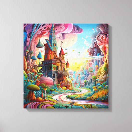 Kleurrijk fantasieland canvas afdruk (Voorkant)