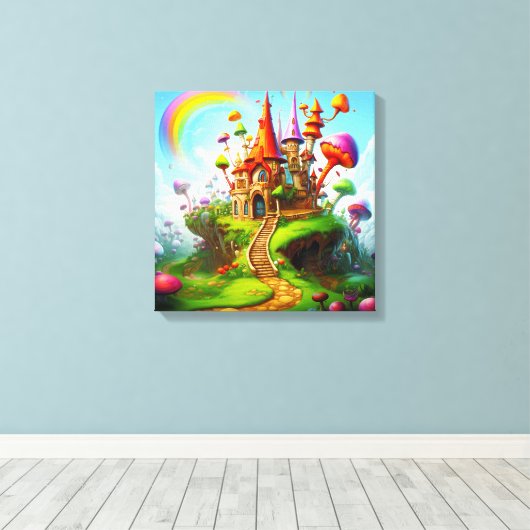 Kleurrijk fantasieland canvas afdruk (Insitu (Houten vloer))