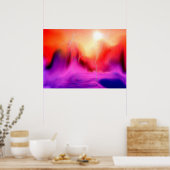 Kleurrijk Fantasy Abstract landschap en Sun Storm Poster (Keuken)
