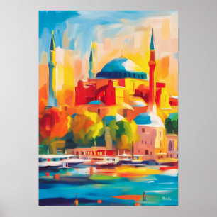 Kleurrijk Fauvistisch Istanbul Hagia Sophia Kunst Poster