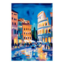 Kleurrijk Fauvistisch Rome Colosseum Muurkunst