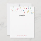 Kleurrijk Feestconfetti Aangepaste Naam Notitiekaartje (Voorkant)