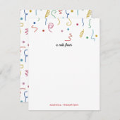 Kleurrijk Feestconfetti Aangepaste Naam Notitiekaartje (Voorkant / Achterkant)