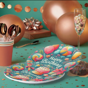 Kleurrijk & Feestelijk Verjaardagsfeest Papieren Bordje