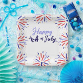 Kleurrijk Feestelijk Vuurwerk 4 Juli Viering Papieren Bordje (Feest)