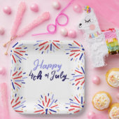 Kleurrijk Feestelijk Vuurwerk 4 Juli Viering Papieren Bordje (Feest)
