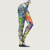 Kleurrijk Festive Floating Tegel Artwork Leggings (Rechts)