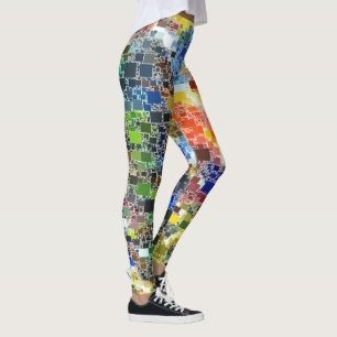 Kleurrijk Festive Floating Tegel Artwork Leggings