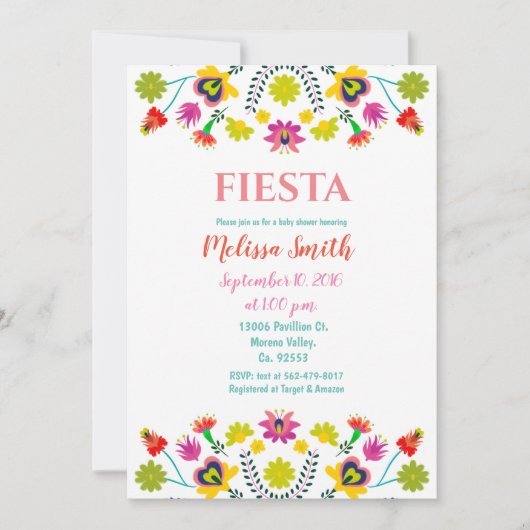 Kleurrijk Fiesta Baby Fiesta Baby Shower Uitnodigi Kaart (Voorkant)