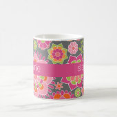 Kleurrijk flessenpatroon - Aangepaste naam Koffiemok (Center)