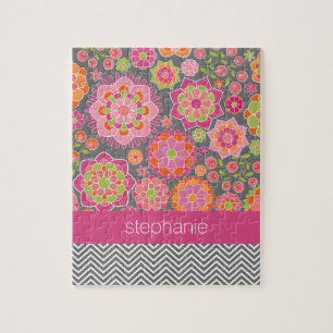 Kleurrijk flessenpatroon - Aangepaste naam Legpuzzel