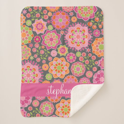 Kleurrijk flessenpatroon - Aangepaste naam Sherpa Deken (Voorkant)