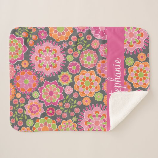 Kleurrijk flessenpatroon - Aangepaste naam Sherpa Deken (Voorkant (horizontaal))