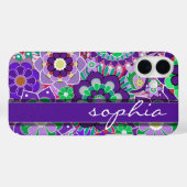 Kleurrijk flessenpatroon met naam - aubergine Case-Mate iPhone case (Achterkant (horizontaal))