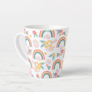 Kleurrijk flessenregenboogpatroon latte mok