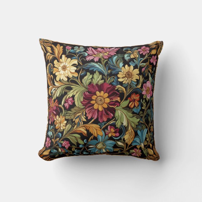Kleurrijk Floral geborduurd patroon Kussen (Voorkant)
