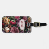  kleurrijk Floral monogrammed Bagagelabel (Voorkant horizontaal)