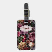  kleurrijk Floral monogrammed Bagagelabel (Voorkant verticaal)