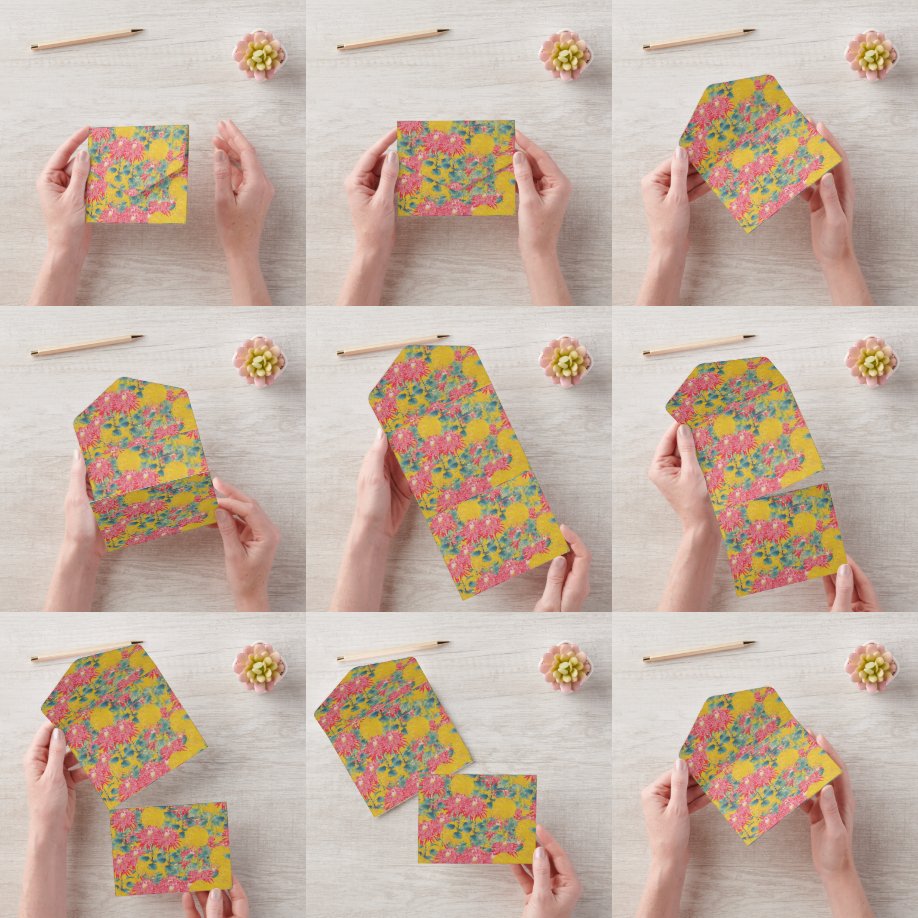 Kleurrijk Floral Pattern All-Over Print Apron Magi All In One Uitnodiging