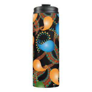 Kleurrijk floreel etnisch 3d Paisley naadloos patr Thermosbeker