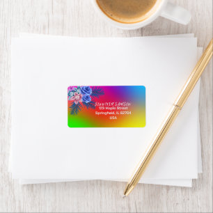 Kleurrijk Foraal Roos Boho Modern Gradient Tropisc Etiket