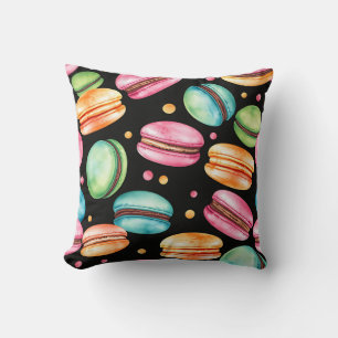 Kleurrijk Frans Macaron Watercolor Patroon Kussen