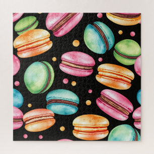 Kleurrijk Frans Macaron Watercolor Patroon Legpuzzel