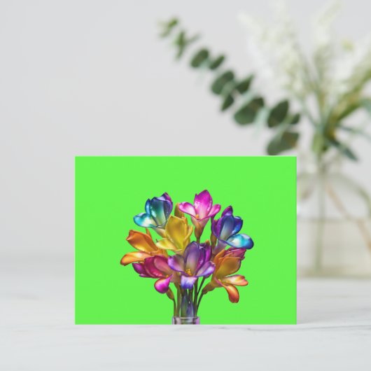 Kleurrijk Freesia bloemenboeket Briefkaart (Staand voorkant)
