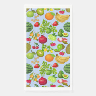 Kleurrijk Fruit Patroon 01.b Lichtblauwe BG Servet