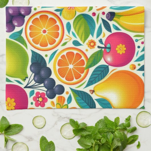 Kleurrijk fruit theedoek (Gevouwen)