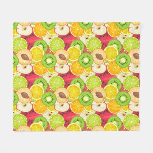 Kleurrijk fruitpatroon fleece deken (Voorkant (Horizontaal))