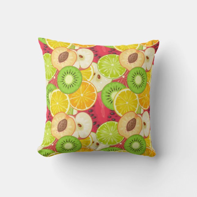 Kleurrijk fruitpatroon kussen (Voorkant)