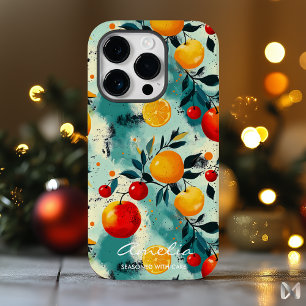 Kleurrijk fruitpatroon met citrus en bessen Case-Mate iPhone 14 pro hoesje