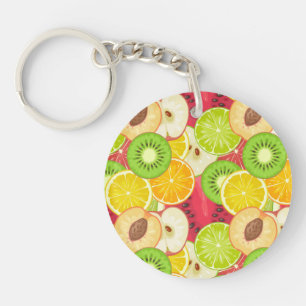 Kleurrijk fruitpatroon sleutelhanger