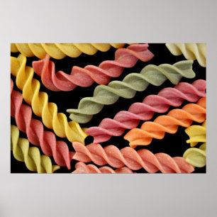 kleurrijk fusilli italiaans pasta poster