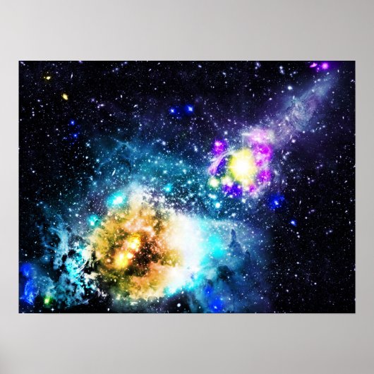 Kleurrijk galaxy ruimte nebula stervoorbeeld poster (Voorkant)