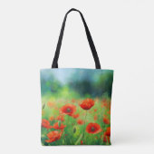Kleurrijk Gebied met Poppies Canvas tas (Achterkant)