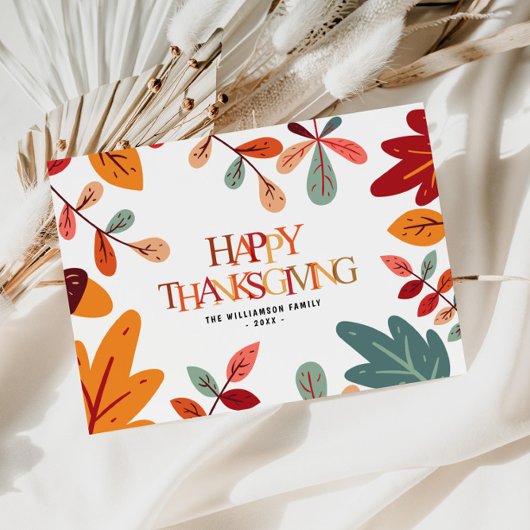 kleurrijk gebladerte Happy Thanksgiving Kaart