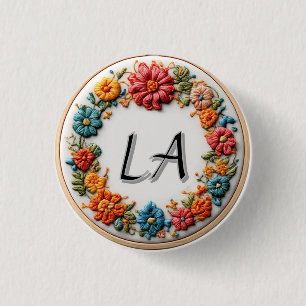 Kleurrijk Geborduurd Alfabetontwerp Ronde Button 3,2 Cm