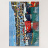 Kleurrijk gedockt strand landschap legpuzzel (Verticaal)