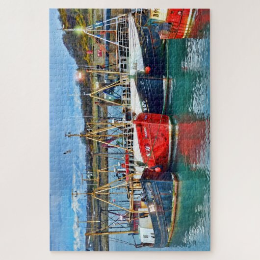 Kleurrijk gedockt strand landschap legpuzzel (Verticaal)