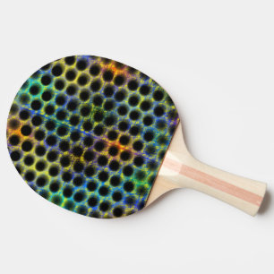 Kleurrijk gedragen met zwarte polka stippen. tafeltennisbatje