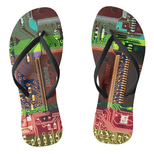 Kleurrijk Gedrukte Printplaat Persoonlijke Geeky Teenslippers (Voetbed)