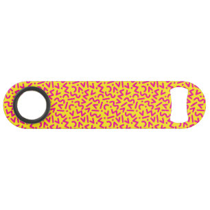 Kleurrijk geel en roze 80s stijl speed flessenopener